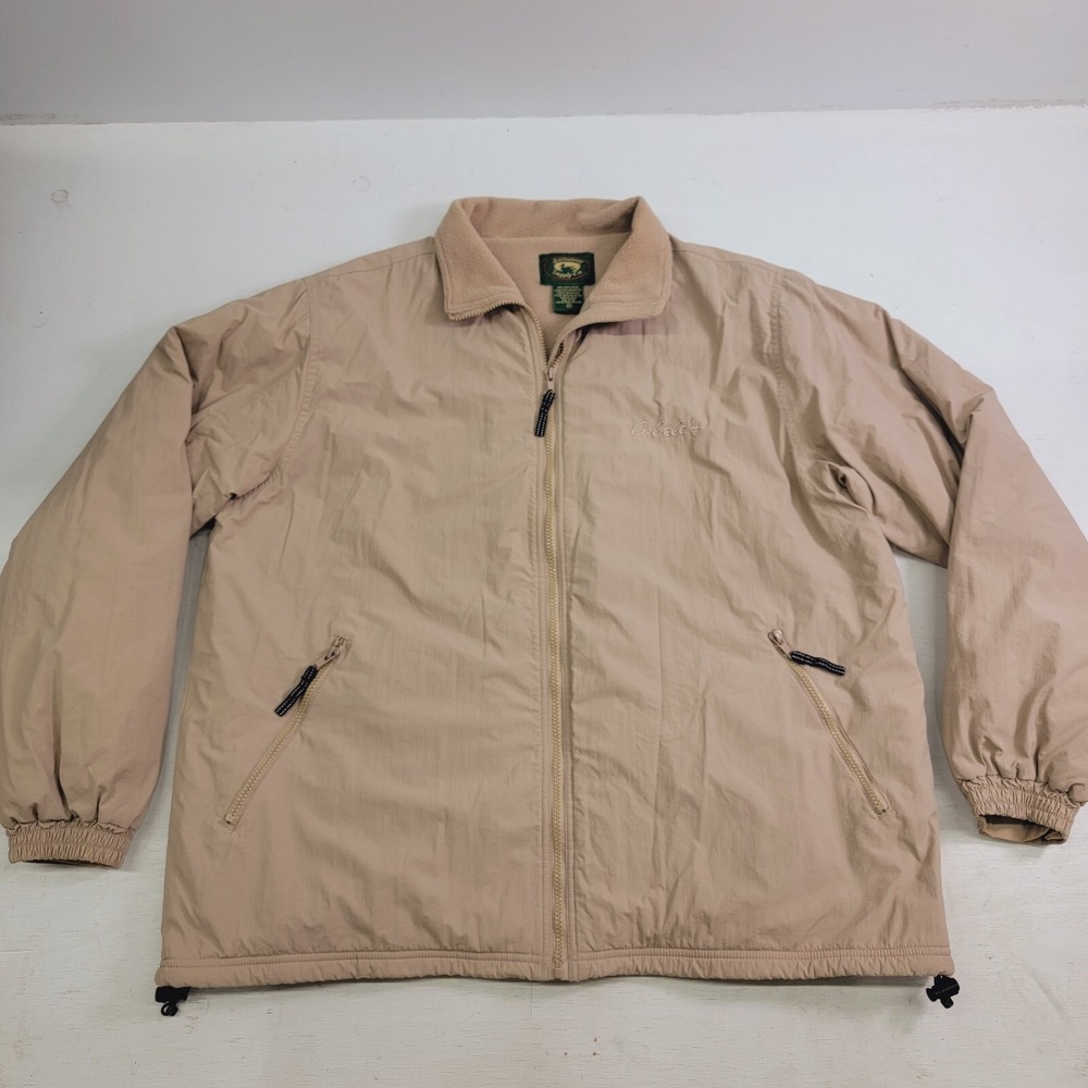 Cabela's Stillwater Supply Co Fleece Lined Full Zip Beige Mens Jacket Sz 2XL EUC